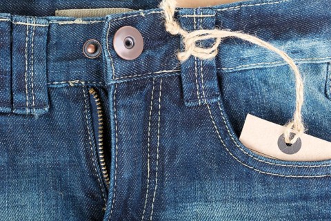 Blue jeans and fly isolate on white