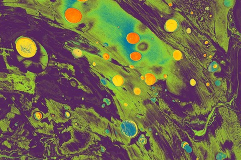 Traditional Ottoman Turkish marbling art patterns as abstract colorful background