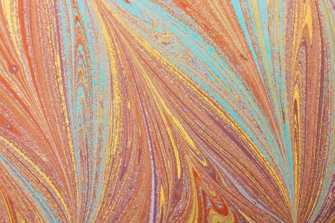 Beautiful abstract art of Ebru marbling painting techniques on water with paints