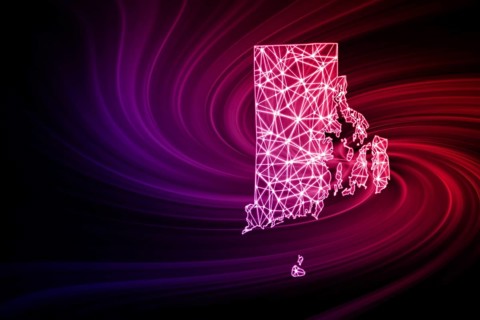 Map of Rhode Island, Polygonal mesh line map, modern map