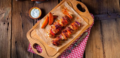 Sweet potato fries with spicy paprika shashlik