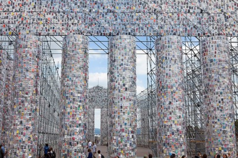 'The Parthenon of Books' by the Argentinian conceptual artist Marta Minujin, banned books,