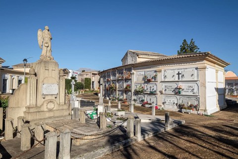 Inca municipal cemetery, established in 1820, niche groupings of curved lines, Majorca, Balearic