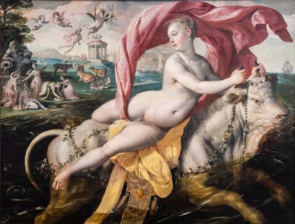 The Rape of Europa, Oil on panel, Martin de Vos, 1570-1575, Museo de Bellas Artes, Bilbao, Spain