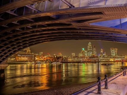 The City of London from beneath Blackfriars Bridge