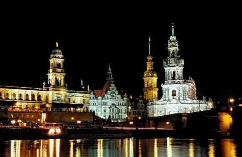 Dresden by night, Germany, Dresden, Saxony