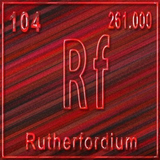 Rutherfordium chemical element, Sign with atomic number and atomic weight, Periodic Table Element
