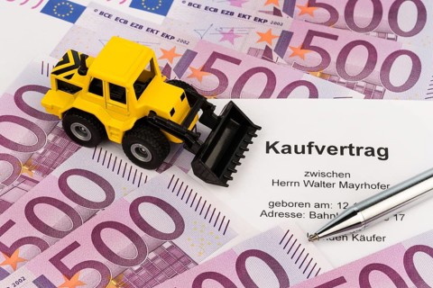 The purchase contract for a new excavator. With euro money and biros Austria