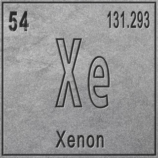 Xenon chemical element, Sign with atomic number and atomic weight, Periodic Table Element, silver