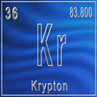 Krypton chemical element, Sign with atomic number and atomic weight, Periodic Table Element