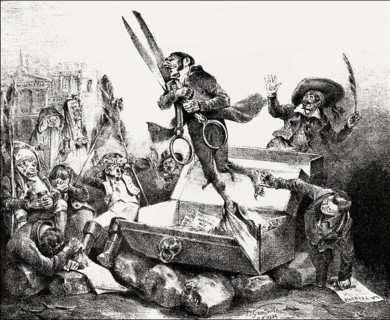 Caricature, Résurrection de la Censure, resurrection of censorship, by J. J. Grandville