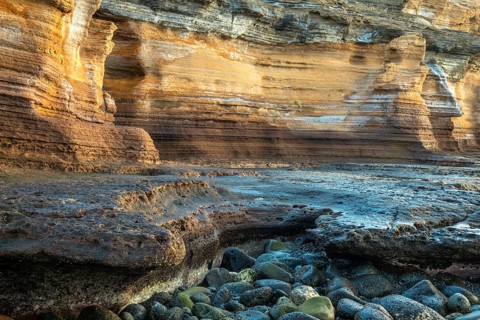 Rock formation in the morning light on the Costa Silencio, Tenerife
