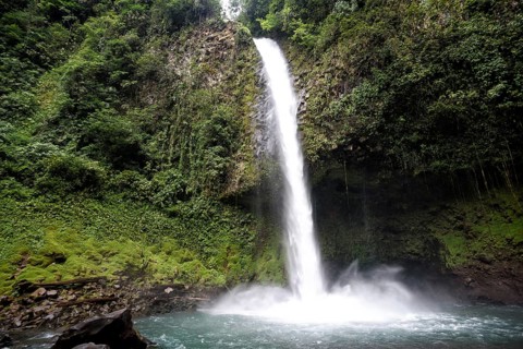 Waterfall in the jungle in Costa Rica in Central America