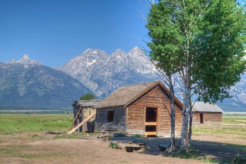 The iconic John Moulton homestead in Grand Teton in Wyoming in USA