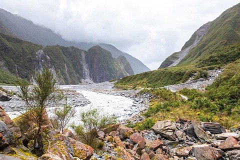 An image of the riverbed of the Franz Josef Glacier, New Zealand