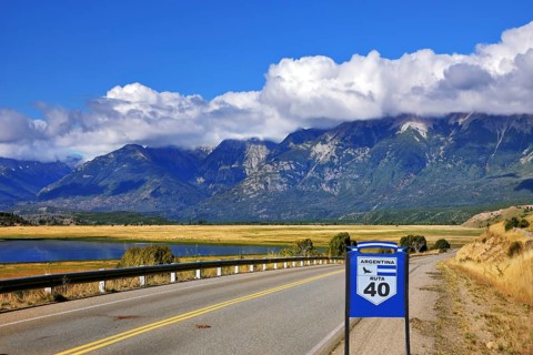 Patagonia. The longest road in Argentina Ruta 40 is laid parallel to the Andes of picturesque lakes