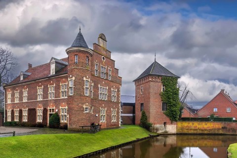 Historical house on the lake opposite the Gemen castle, Germany
