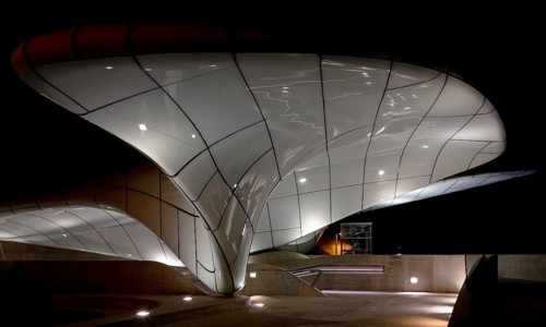 Österr Innsbruck Hungerburg railway station Hungerburg. Zaha Hadid 2007. at night
