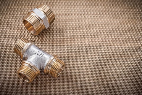 Brass plumber fixtures pipe fittings on water mesh filter