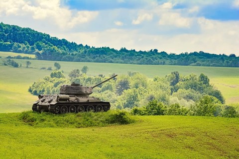 Tank of World War 2 on the Field Kapisova, Slovakia