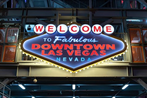 A picture of the Welcome to Fabulous Downtown Las Vegas sign at the Fremont Street Experience