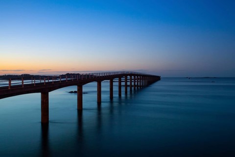 Bridge to Ferry to Ile de Batz, Roscoff, Brittany.This bridge is used during the low tide.The