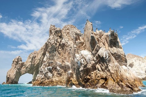 Rocks formation at the end of land named los arcos. Cabos San Lucas, Baja California Sur. Mexico