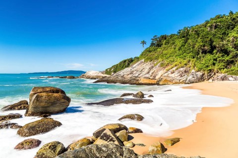 Beach in Balneario Camboriu, Santa Catarina, Brazil. Estaleirinho Beach