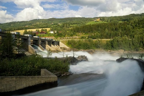 The Hunderfossen hydroelectric power station in Norway near Lillehammer
