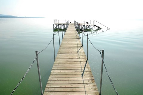 Bathing jetty, Danubius Hotel Helikon, Keszthely, Lake Balaton, Hungary