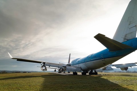 ENSCHEDE, NETHERLANDS, FEBRUARY 3, 2018: Two commercial passenger airplanes to be dismantled on a