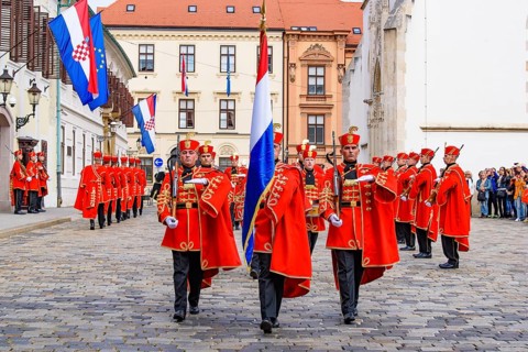 The Changing of the Guard Ceremony at St. Mark Square in Zagreb, Croatia