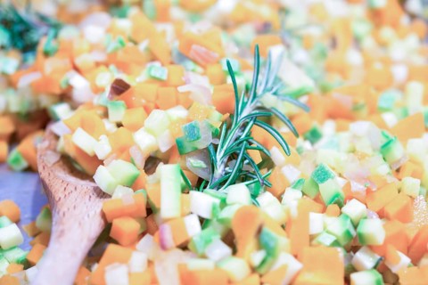 Some coloured, tastefully and healthy chopped vegetables