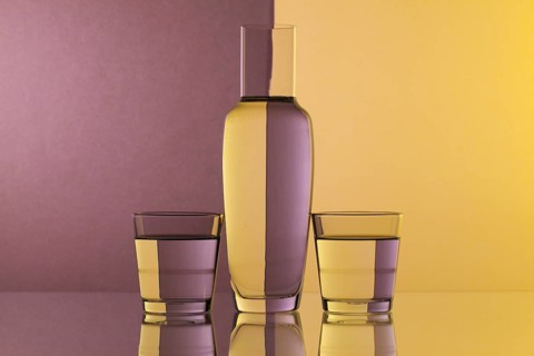 Glasses of water on the glass table