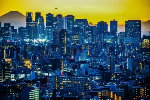 Sunset from the Bunkyo Civic Center (Shinjuku). Shooting Location: Tokyo metropolitan area