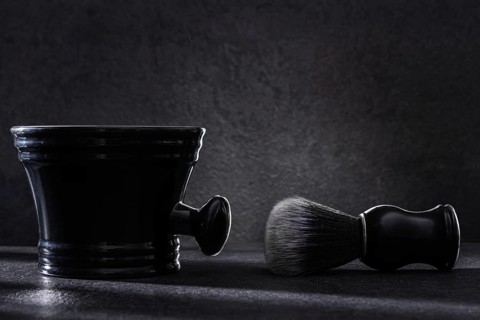 Black Barber Tools Classic Soft Shaving Brush And Shaving Mug