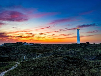 Sunset at Lyngvig Fyr near Hvide Sande, Denmark