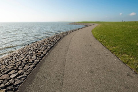 The so-called Wadden dyke on the island of Terschelling in the North Sea in the Netherlands part of
