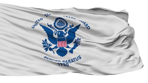 United States Coast Guard Flag, Isolated On White Background