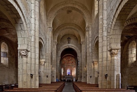 Anzy-le-Duc Burgundy priory church built 11-12 c. Interior view to the choir, St., Saint, Saint