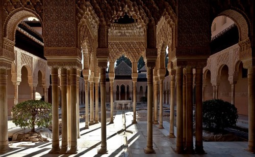 Nasrid Palace, Courtyard of the Lions (Patio de los Leones) View across the fountain to the east