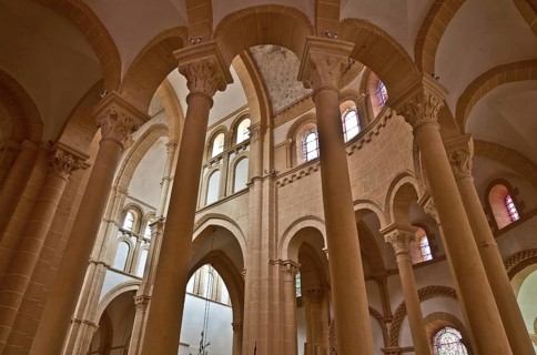 France Paray-le Monial Burgundy Basilica Sacre-Coeur. Begun around 1100 View through the choir