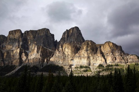 Mountain with summit in dramatic light