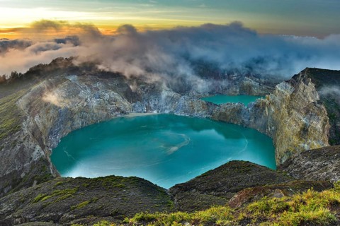 Sunrise view of Kelimutu volcano in Flores island, Indonesia