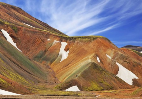 Colorful smooth mountains in the Icelandic reserve Landmannalaugar. Rhyolite mountains