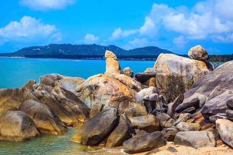 Koh Samui, Thailand. The famous group of stones on the beach of Lamai - Grandpa and Grandma