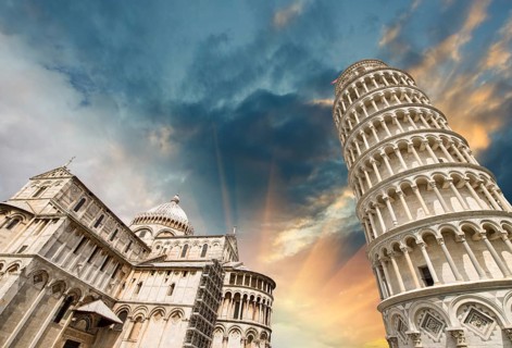 Pisa, Tuscany. Wonderful wide angle view of Miracles Square