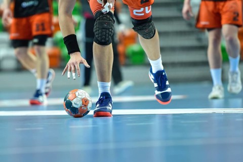 LUBIN, POLAND - MARCH 13, 2019: Polish PGNiG Superleague men in handball match between MKS Zaglebie
