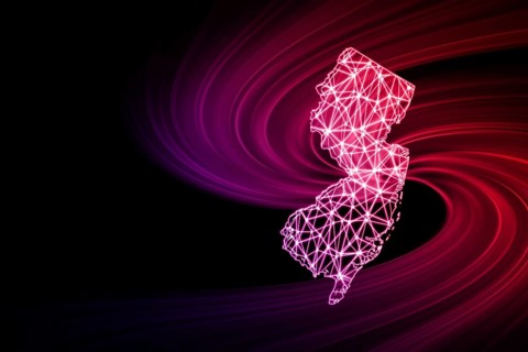 Map of New Jersey, Polygonal mesh line map, modern map