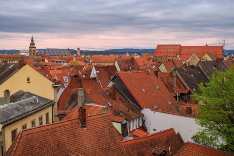 Panoramic view of the old town of Bamberg in Bavaria, Germany